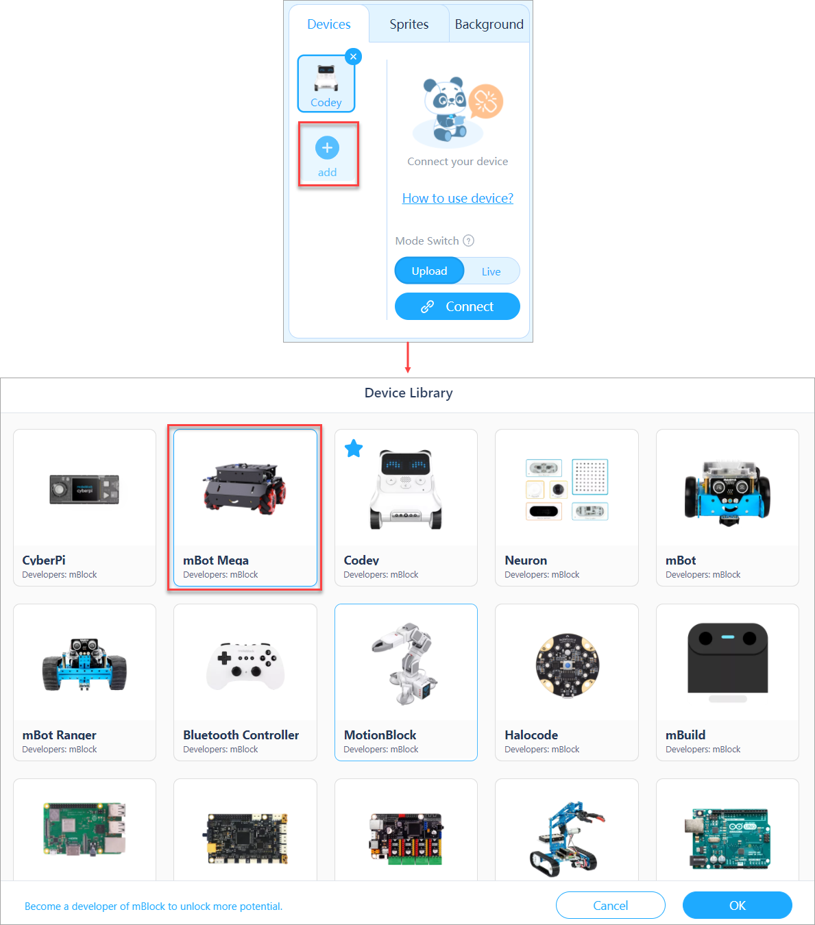 Cập nhật Firmware của mBot Mega